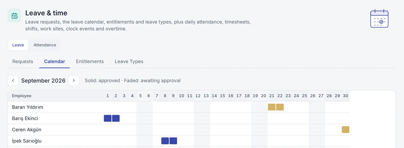 Human Resources: Leave balances, always up to date