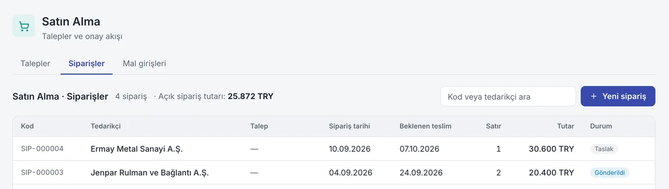 Satın Alma: Siparişten depoya